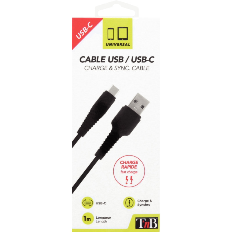 Cordon USB type A vers type C 1m noir
