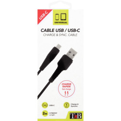 Cordon USB type A vers type C 2m noir