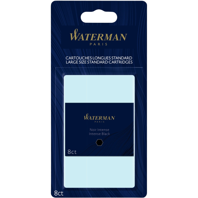 Blister de 8 cartouches longues Waterman noires
