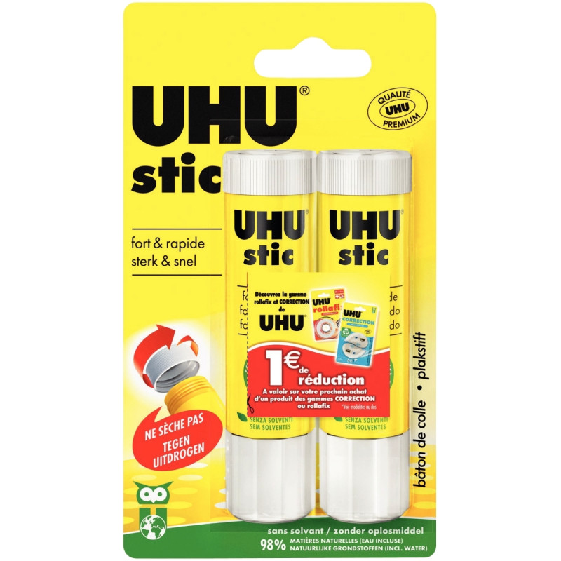 Blister de 2 bâtons de colles 21g Uhu stick