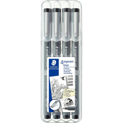 Pochette de 4 feutres pigment liner assortis noirs