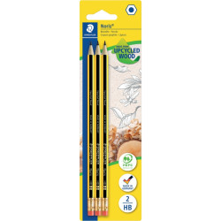 Blister de 3 crayons graphite Noris HB gomme