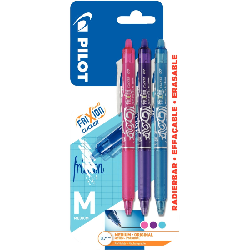 Blister de 3 stylos Frixion Clicker Fun assortis