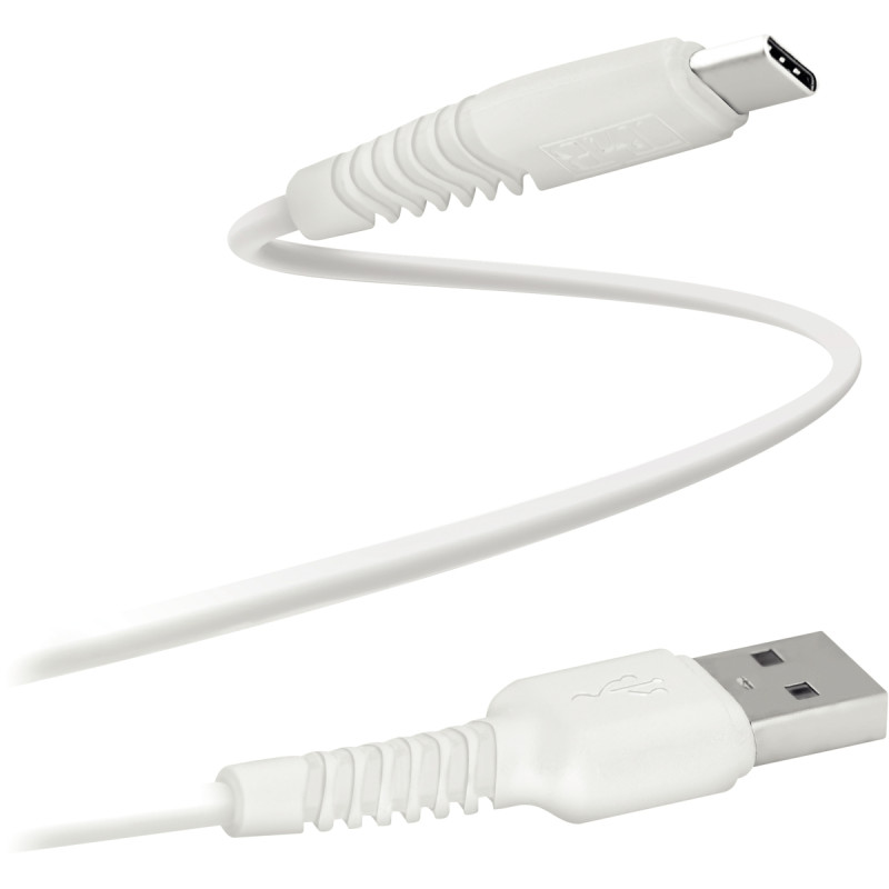 Cordon USB type A vers type C 1m blanc renforcé