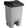 Poubelle à pédale et roulettes 80L gris/noir