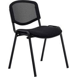 Chaise réunion dos résille noir/assise noir