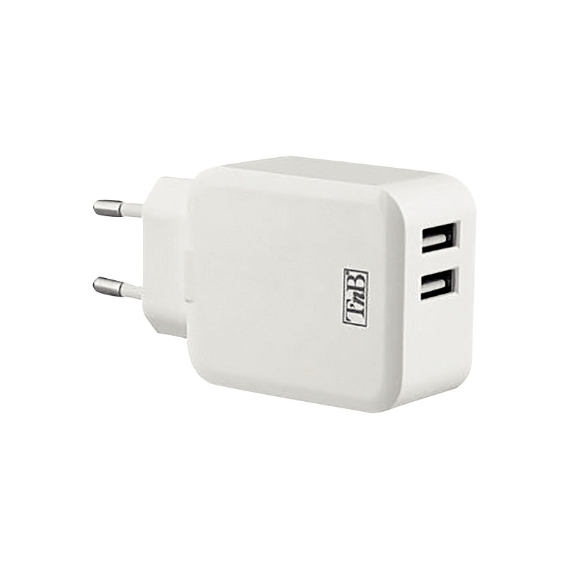 Chargeur secteur 2 ports USB A blanc