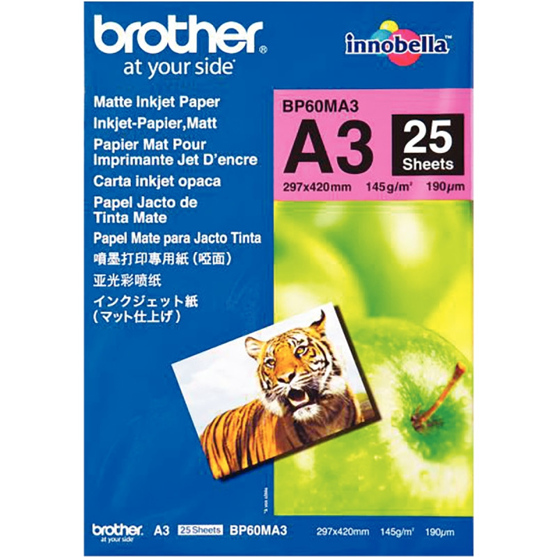 Paquet de 25 feuilles de papier photo mat marque Brother format A3 (29