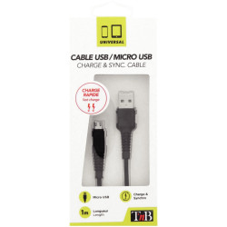 Cordon USB type A vers type micro USB B 1m noir