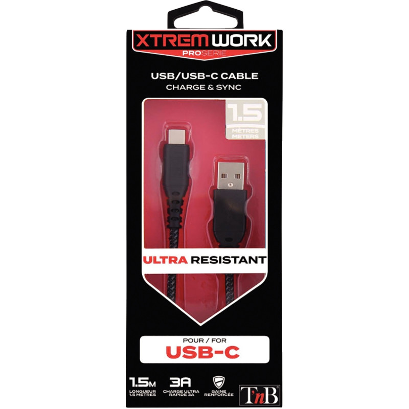 Cordon USB type A vers type C 1,5m noir