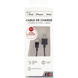 Cordon USB type A vers type Lightning 1m noir