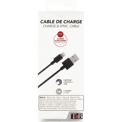 Cordon USB type A vers type Lightning 1m noir
