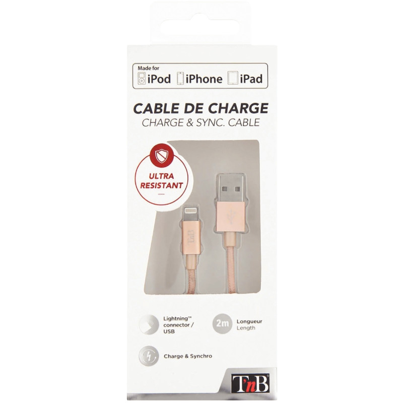 Cordon USB type A vers type Lightning 2m or