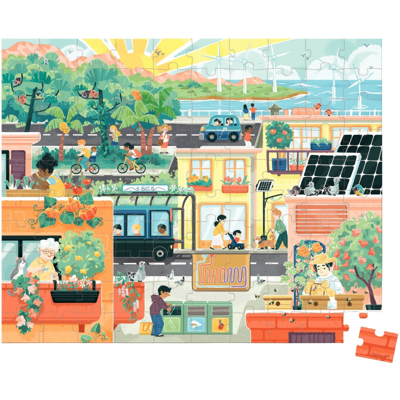 Puzzle 100 pièces, la ville verte