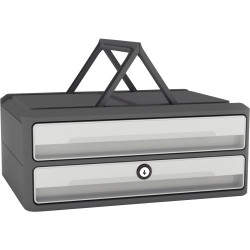 Module 2 tiroirs MOOVUP gris foncé/gris clair