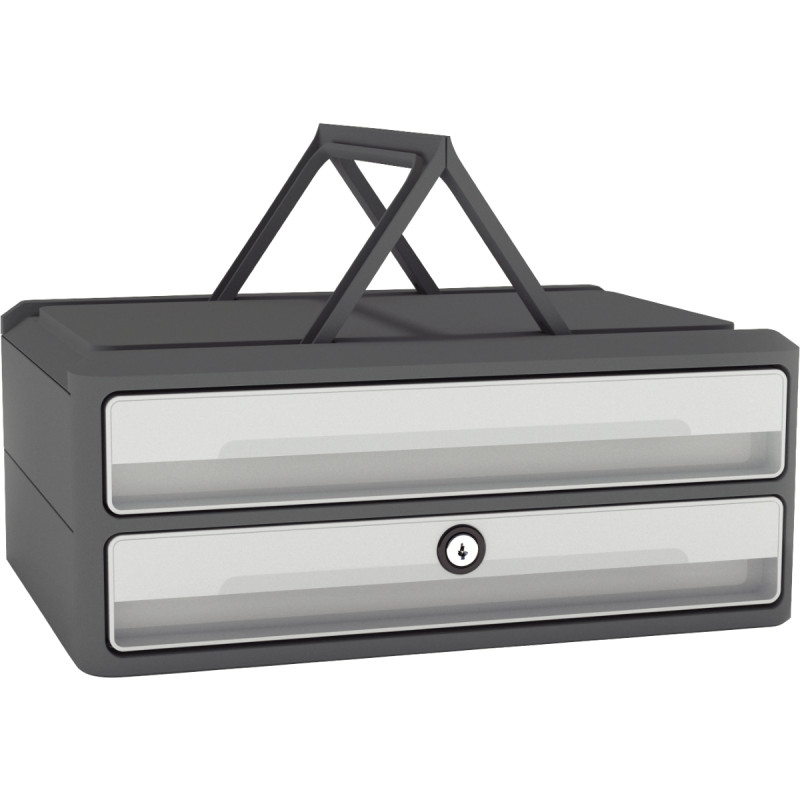 Module 2 tiroirs MOOVUP gris foncé/gris clair