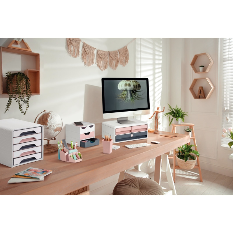 Module 2 tiroirs MOOVUP gris foncé/gris clair
