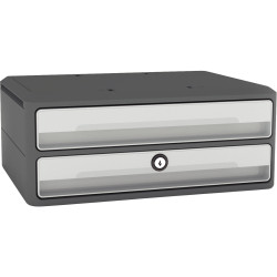Module 2 tiroirs MOOVUP gris foncé/gris clair