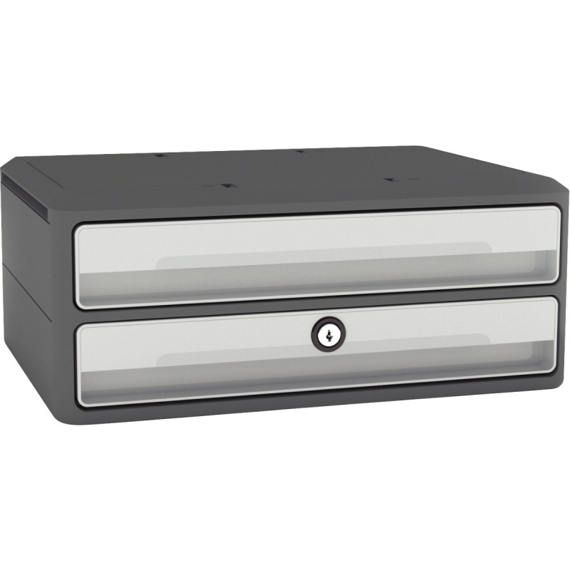 Module 2 tiroirs MOOVUP gris foncé/gris clair