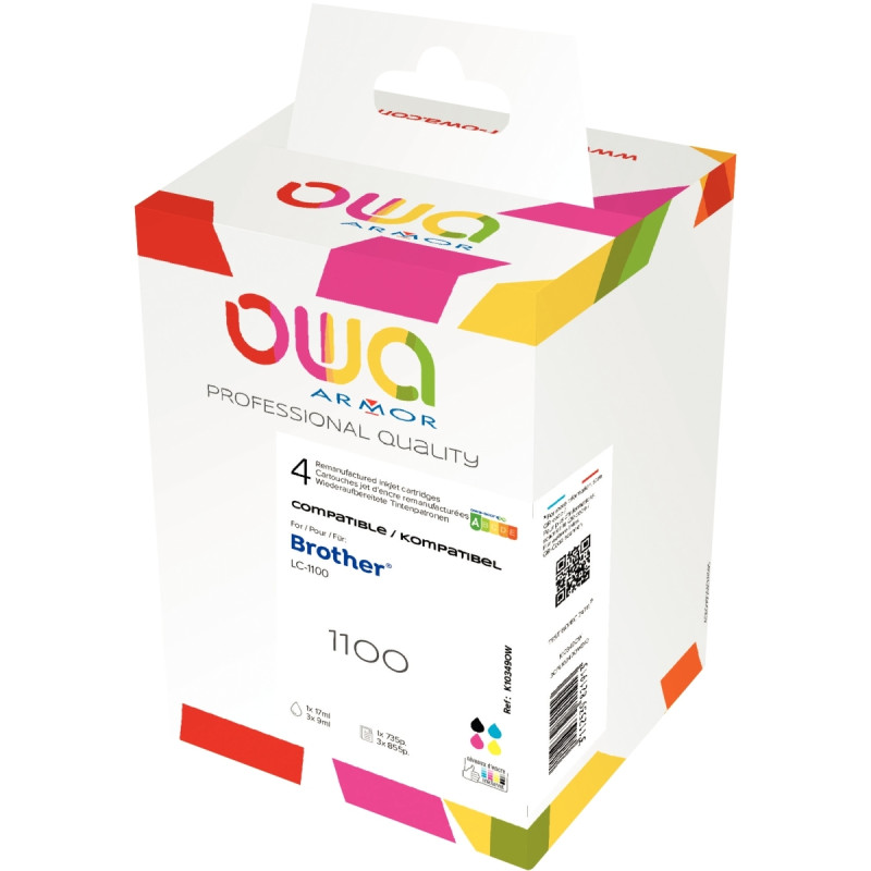 OWA lot 4 cartouches encre NCMJ remanufacturées compatibles Brother LC