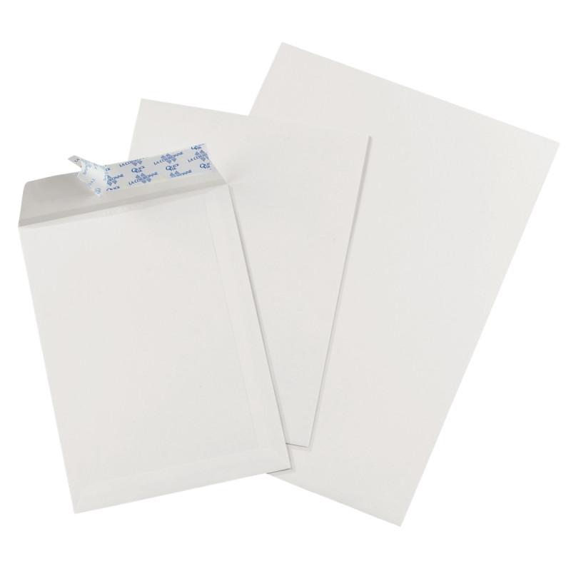 Boite de 500 pochettes blanches 162x229mm 90g bande siliconée