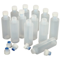 Lot de 12 Flacons 125 ml en plastique souple et transparent avec bouch