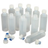 Lot de 12 Flacons 125 ml en plastique souple et transparent avec bouch