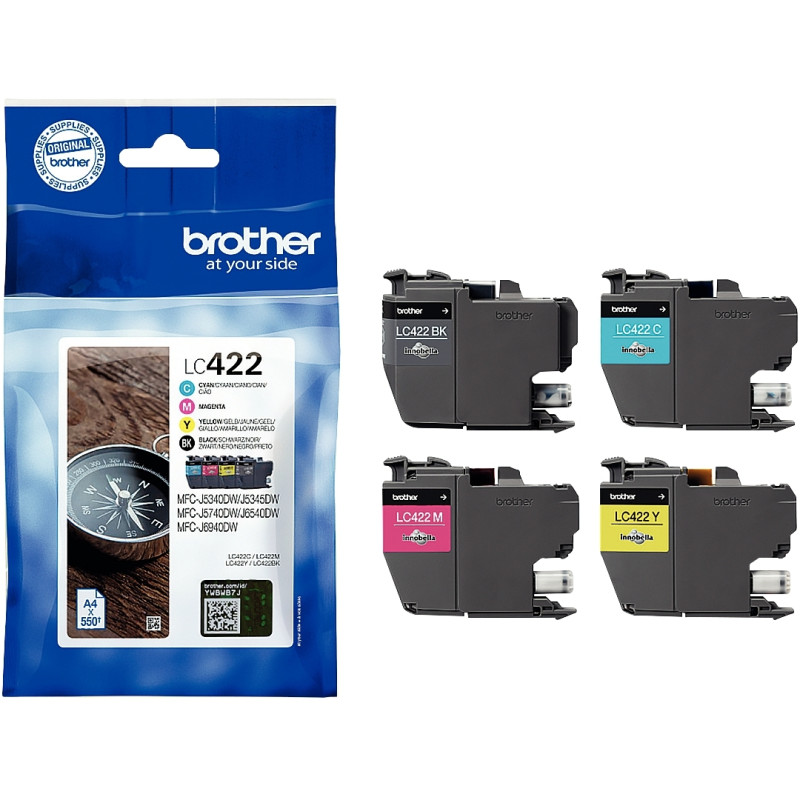 Brother BOUSSOLE lot 4 cartouches jet d'encre noire, cyan, magenta, ja