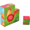 Boite de 9 cubes puzzles en bois, les animaux de la ferme