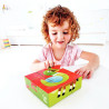 Boite de 9 cubes puzzles en bois, les animaux de la ferme