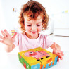 Boite de 9 cubes puzzles en bois, les animaux de la ferme