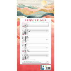 Calendrier mensuel 12 feuilles 36x19cm ambiance