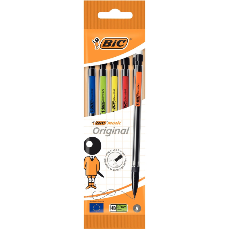 Blister de 5 portemines Matic classique 0,7mm assortis