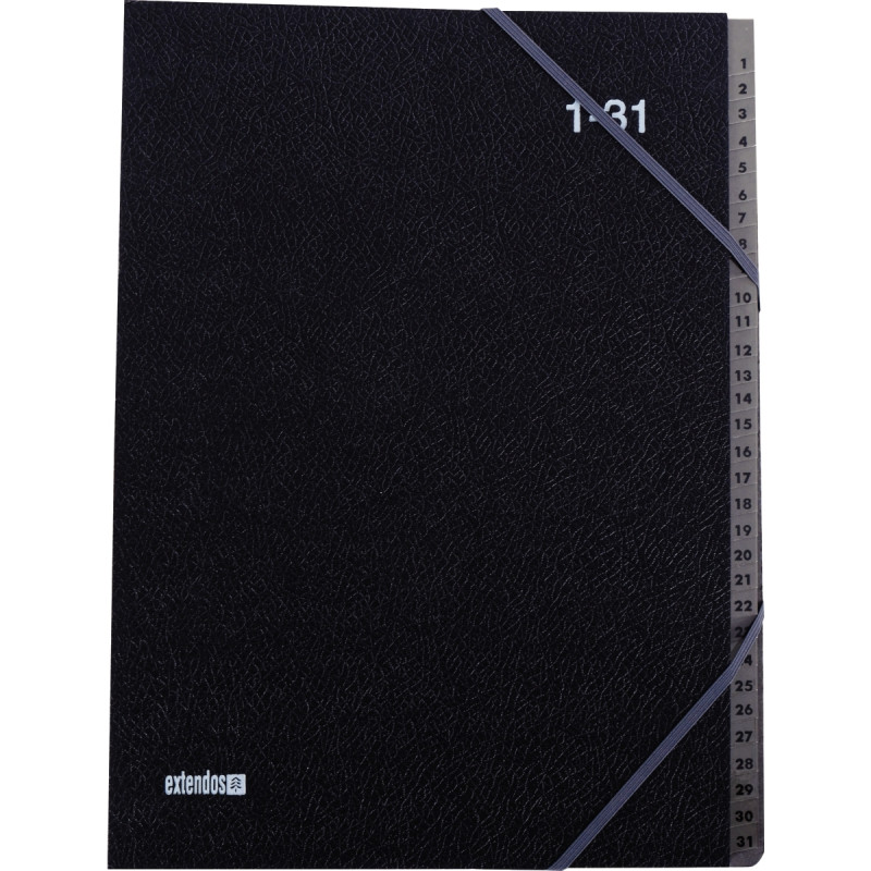 Trieur numérique en celloderme 31 compartiments, noir