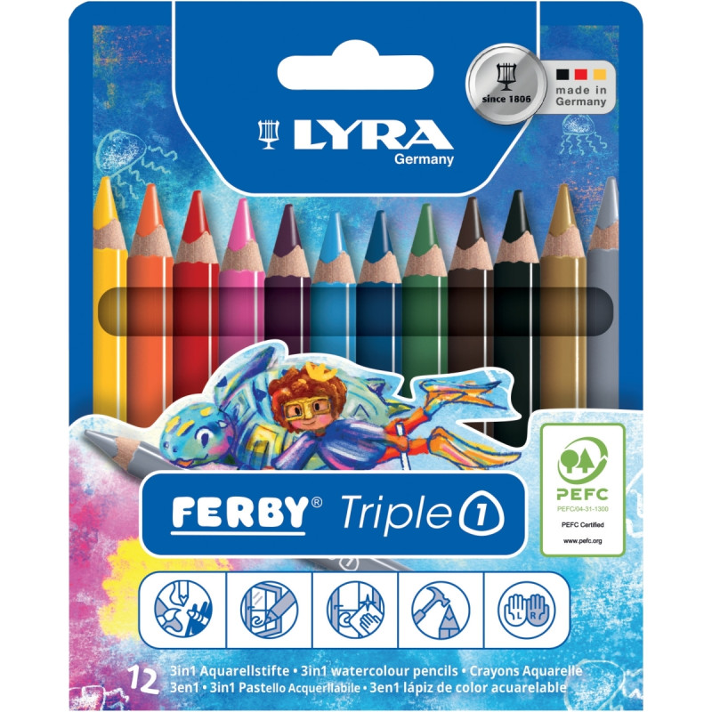Etui de 12 crayons de couleur Triple one assortis