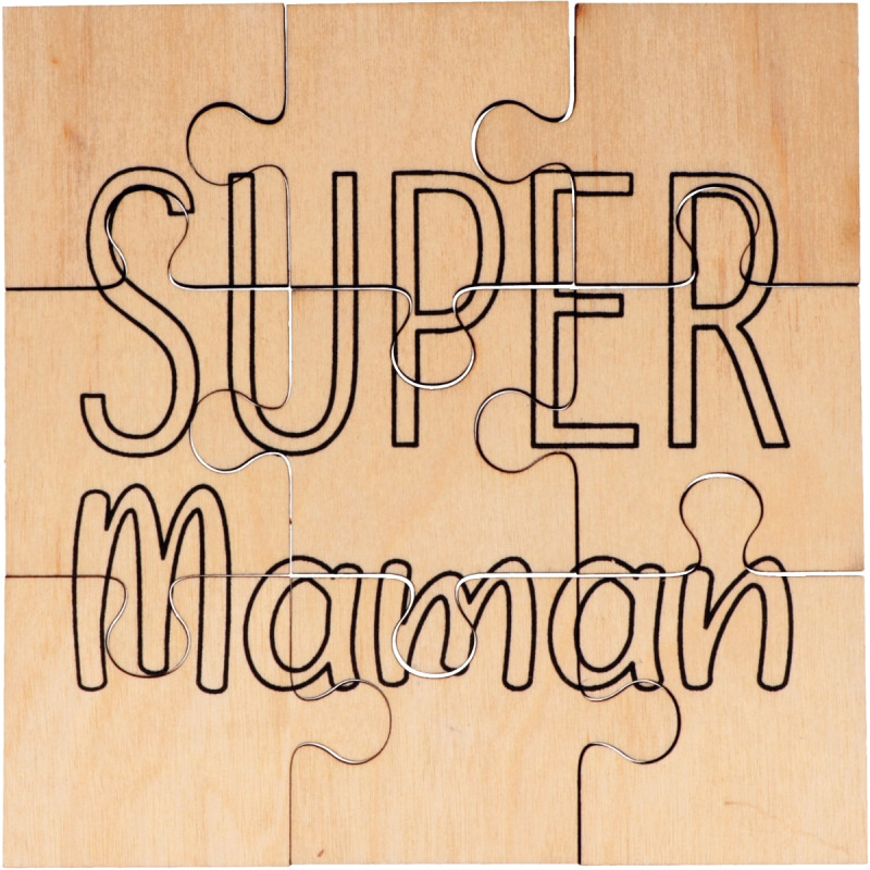 Puzzle en bois 9 pièces, Super Maman