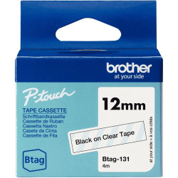 Recharge Brother BTAG noir sur transparent 12 mm