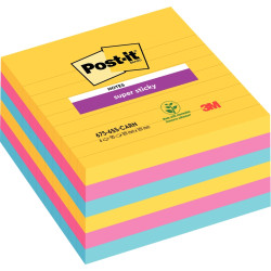 Lot de 6 blocs Notes Super Sticky de 90 feuilles lignées, format 101 x