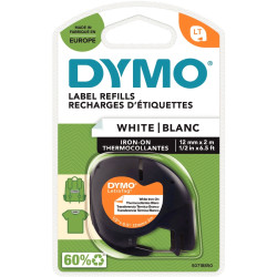 Recharge lettre textile 12 mm x 2 m noir sur blanc