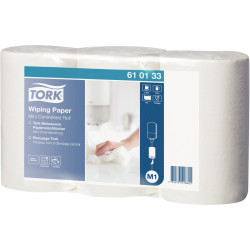 Lot de 3 mini-bobines essuie-tout M1 1 pli blanches