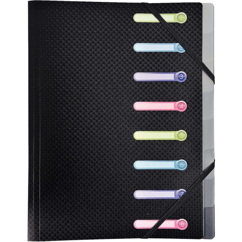 Trieur en polypropylène OPAK 8 compartiments, coloris noir