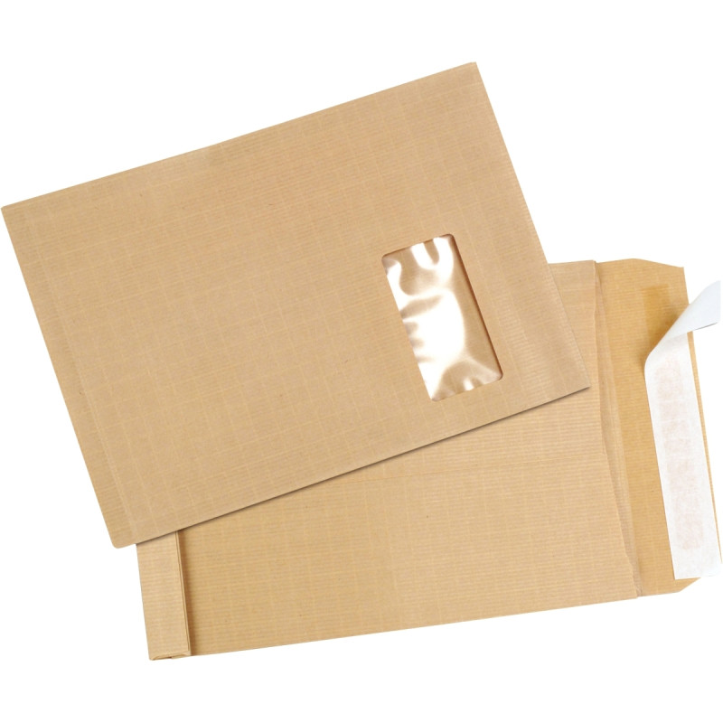 Paquet de 50 pochettes kraft armé 229x324mm 120g soufflet 30mm bande s