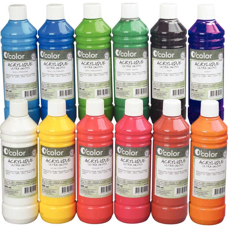 Flacon 500ml de peinture acrylique O'COLOR, vert printemps