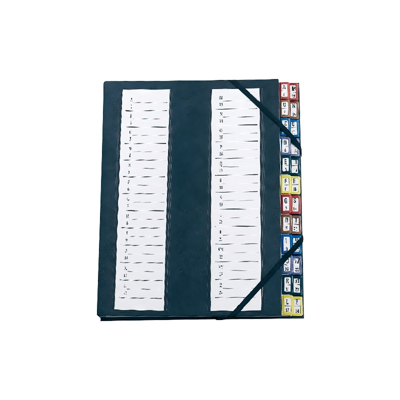 Trieur couverture plastifiée avec élastiques 24 compartiments coloris