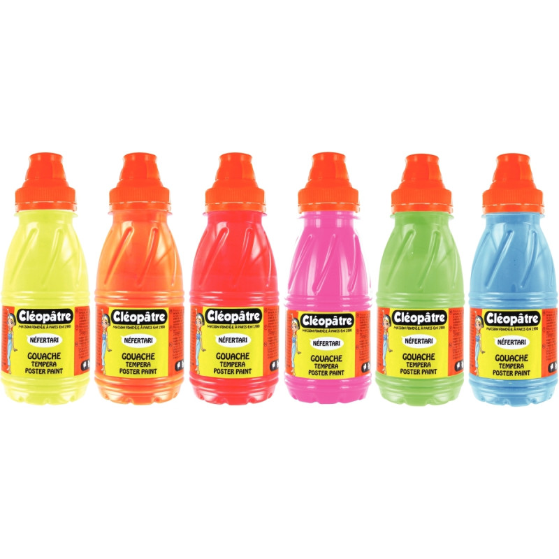 Lot de 6 Flacons 250 ml de gouache Néfertari Flaconuo