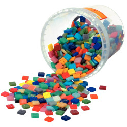 Seau de 1 litre de mosaïques smalt en pâte de verre. 10 couleurs assor