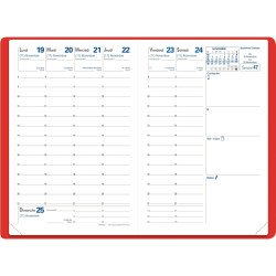 Agenda semainier Luna 10x15cm rouge