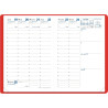 Agenda semainier Luna 10x15cm rouge