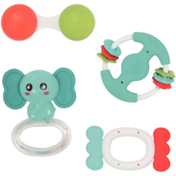 Coffret de 4 hochets assortis