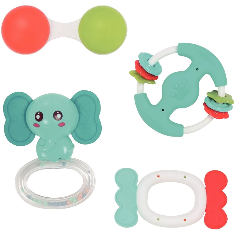 Coffret de 4 hochets assortis